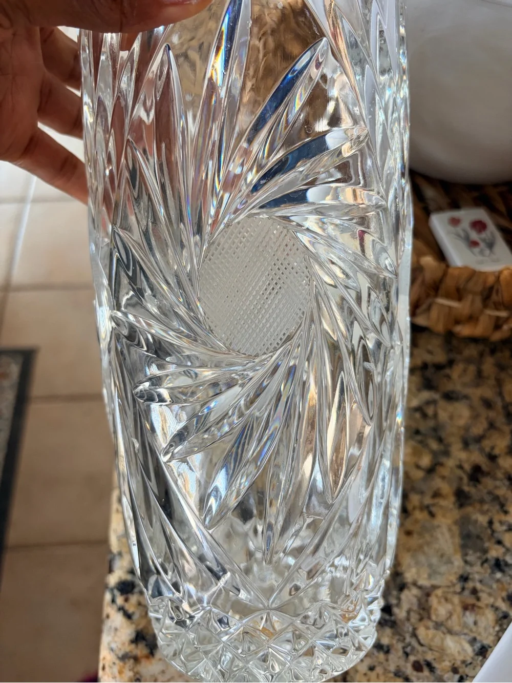 Clear Cut Lead Crystal Decorative Vase - Clear